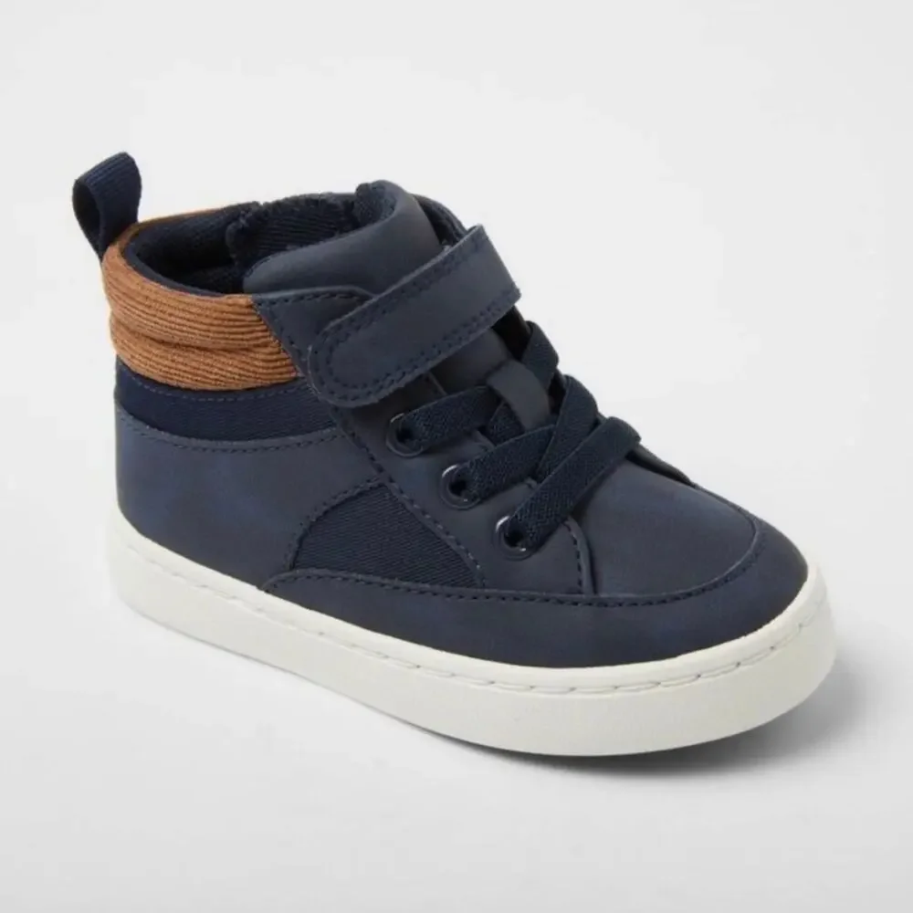 Cat & Jack Toddler Aidan Sneaker Boots Navy Blue Corduroy Trim Size 10